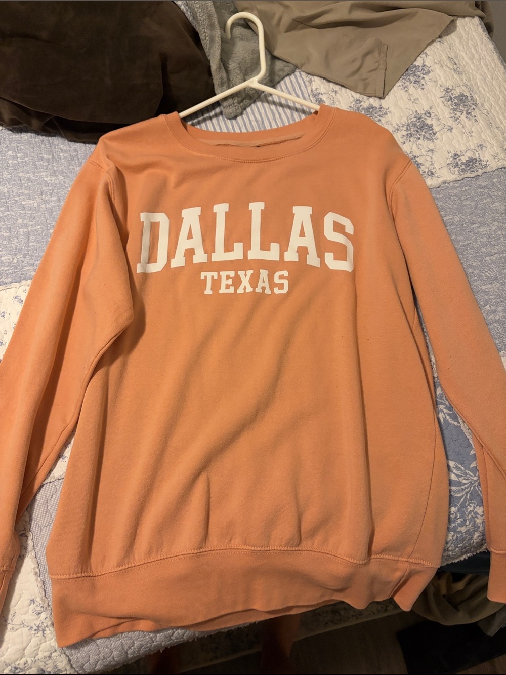 MV Sport Coral Crewneck Sweatshirt with DALLAS TEXAS Print